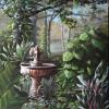 FLORIDA TROPICAL GARDEN, oil 30"x40"  The garden is protected from the winter frosts by grandfather oaks and you will find varigated ginger, fishtail ferns, umbrella pants, gardenias, painted ferms, rex begonia, clerodendrum, bird's nest fern, and many others. SOLD