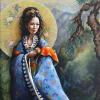 NISHIO-OWAGI WOMAN AND PINE is my contemporary interpretation of a collage of paintings by Japanese artist, Noguchi Shohin.16x20 oil, $800